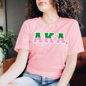   T-shirt bicolore à lettres grecques pour femmes, rose et vert, vêtements décontractés pour sororité, vêtements d'université, haut d'été - Product Image 6
