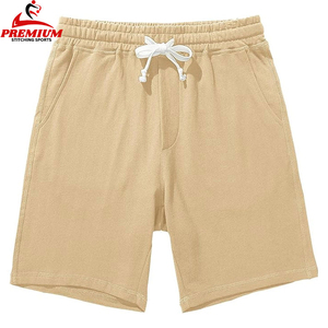 Pantalones cortos informales de verano para hombre, pantalones cortos de cintura media con cintura elástica, pantalones cortos holgados de algodón transpirable de color sólido para hombre - Product Image 5