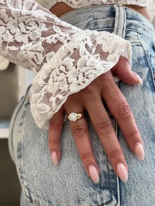 Flush Set Lab Diamond 18K Gold Gypsy Solitaire <b>Ring</b> Chunky <b>Dome</b> Wedding Band Modern Minimalist Engagement <b>Ring</b> Women IGI - Product Image 5