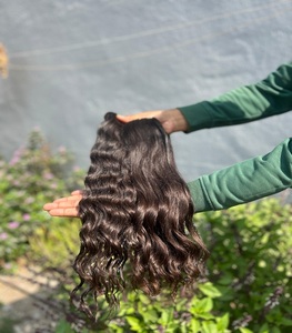 Extensions de cheveux naturels indiens Remy ondulés, texture douce noire, à trame simple, épaisses, pour tissage à coudre - Product Image 2