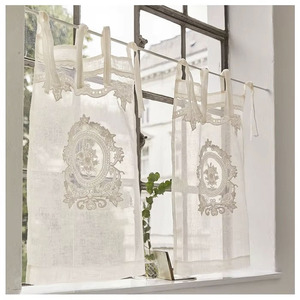 Rideau de fenêtre d'hôtel personnalisé en gros, brodé, moderne, classique, floral, occultant à haute densité, en lin, avec ruban, toutes tailles - Product Image 1