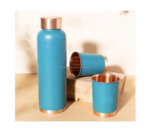 Copper Water Bottle with Eco-Friendly Design Boiling Water Safe Anti-Bacterial with Lid and <b>Straw</b> Cap for Travel & Health - Product Image 3