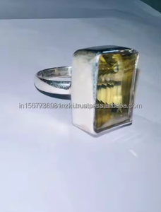 Meilleure bague de qualité Bague en argent sterling 925 Rhodium vermeil Pierre précieuse de guérison Cadeaux pour elle Bague en quartz citron délicat taille émeraude - Product Image 4