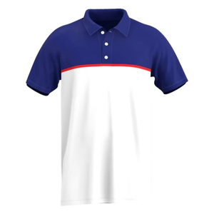Polo de Punto de Manga Corta para Hombre, Color Azul y Blanco, Estilo Casual, Diseño con Botones al Frente - Product Image 1