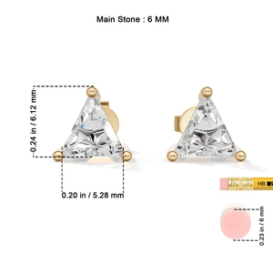 Yellow Plated Sterling Silver Trillion Cut Prong <b>Moissanite</b> Stud <b>Earrings</b> Classic Women's Jewelry 1.5g Heerani Jewels - Product Image 6