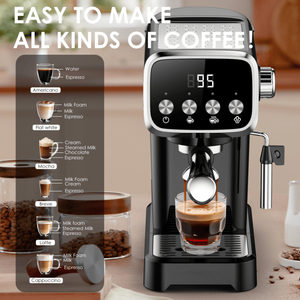 Macchina per Espresso Americana 20 Bar, 1350W, Montalatte, Serbatoio Acqua 1.3L, Macinacaffè 51mm, Termometro Integrato, Tazza Inclusa - Product Image 2