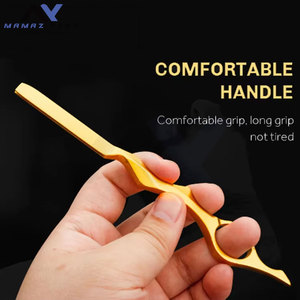 มีดโกนตัดผมแบบมืออาชีพ ปรับแต่งได้ ตัวเครื่องสแตนเลสสีทองทั้งชิ้น คมกริบ สำหรับช่างตัดผม ใช้ในร้านเสริมสวย - Product Image 6