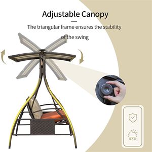 Regolabile 2 persone Deluxe giardino esterno aliante oscillante solare LED per Sunbrella cuscini Patio portico amaca baldacchino per balcone - Product Image 2