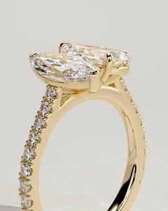 Anillo de compromiso Zenavelle con diamantes cultivados en laboratorio, corte marquesa y pera, estilo Toi et Moi, certificado IGI - Product Image 3