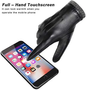 Leather Full Finger Gloves Thermal Insulated Touchscreen Winter Outdoor Unisex Pull On Racing Gloves - Product Image 3
