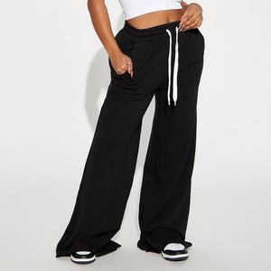 Women’s Wide Leg Sweatpants High Waist Drawstring Lounge <b>Pants</b> Ladies Loose Fit Fleece Sweatpants Casual Wide Leg Joggers Women - Product Image 4