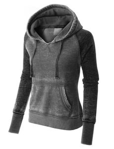 Women Acid Washed Hooded <b>Sweatshirt</b> Vintage Fleece Pullover Hoodie with Pocket Casual Winter Wear - Product Image 1