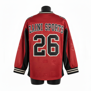 Camiseta de Fútbol de Poliéster de Malla Premium de 240 g/m² para Mujer, con Paneles en Contraste Rojo y Negro, Manga Larga, Logotipo en Tela Tackle Twill, Camiseta de Algodón para Mujer - Product Image 2