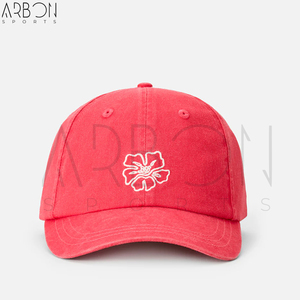 Casquettes 6 panneaux en tissu de coton doux et respirant, rose, avec broderie florale personnalisée, pour prix de gros - Product Image 2