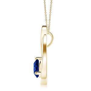 Pendentif Tulipe Fait Main en Or 18K avec Saphir Bleu Flottant Taille Ronde 0,75 Carat et Diamants, Certifié IGI, Pierre Précieuse Naturelle, OEM - Product Image 2