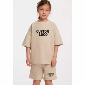 ฤดูร้อนใหม่เด็กชายเด็กหญิงเสื้อยืดแขนสั้นกางเกงขาสั้นชุดสองชิ้นชุดเด็กผ้าฝ้ายผสมเสื้อยืด + กางเกงขาสั้นชุดคอมโบ - Product Image 1