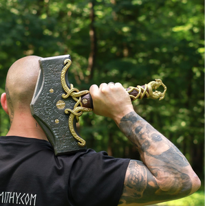 Réplica del Martillo de Thor de <span class=keywords><strong>God</strong></span> <span class=keywords><strong>of</strong></span> <span class=keywords><strong>War</strong></span> Ragnarok |   Réplica de la Espada Mjolnir para Cosplay Vikingo |   Martillo de exhibición de alta calidad, edición de coleccionista - Product Image 4