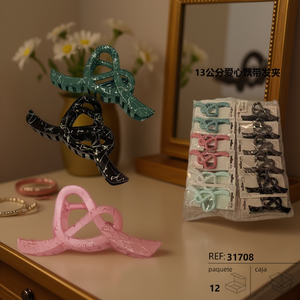 Pinza de Pelo con Forma de Corazón y Lazo, 13 cm, 12 Unidades, Accesorios para el Cabello Coloridos - Product Image 2