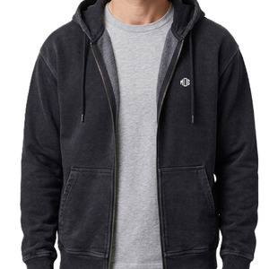 เสื้อฮู้ดซิปผ้าฟลีซสีพื้นสำหรับผู้ชาย ทรงปกติ สไตล์มินิมอลลำลอง สตรีทแวร์ รับทำโลโก้ ขายส่งจำนวนมากจากโรงงาน - Product Image 2