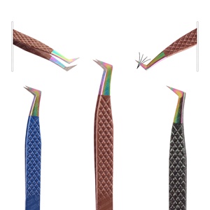 Pince à épiler en forme de L pour l'isolation du volume, en acier inoxydable, fournisseur d'outils pour les cils, vente en gros de pinces à épiler pour les cils, pinces à épiler professionnelles pour les cils - Product Image 2