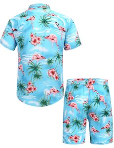 Men Quick Dry <b>Set</b> Tropical Print Short Sleeve Shirt Beach Shorts Matching Holiday Summer Casual Colorful top mens <b>twin</b> <b>set</b> match - Product Image 2