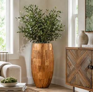 Maceta Moderna de Acacia para Plantas, Diseño Elíptico, Estilo Americano, Contenedor para Plantas de Interior/Exterior para Decoración del Hogar y Jardín - Product Image 1