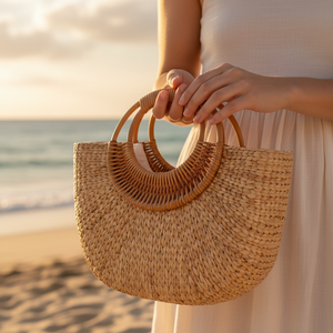 Natural Water Hyacinth <b>Bag</b> for Women Handbaag Handmade in Vietnam Woven Hot Product Wholesale Water Hyacinth Straw Beach <b>Bag</b> - Product Image 6