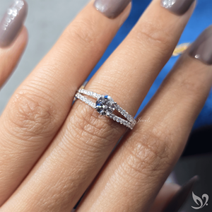 แหวนเพชรทรงกลม 0.5 กะรัต ฝังเพชรแบบสปลิตพาเว่ วงแหวนหมั้น ได้รับการรับรองจาก IGI ทองคำขาว 10K เครื่องประดับเจ้าสาว - Product Image 5