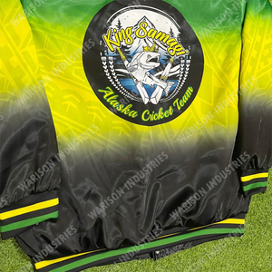 Chaquetas Bomber de Béisbol Samoa para Hombre, Precio de Fábrica, Cierre de Botones, Color Verde, Negro y Amarillo, Chaqueta Varsity para Chicos - Product Image 3