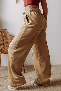 Pantalon décontracté personnalisé pour femme, pantalon large à taille haute avec cordon de serrage, coupe droite, longueur au sol - Product Image 5