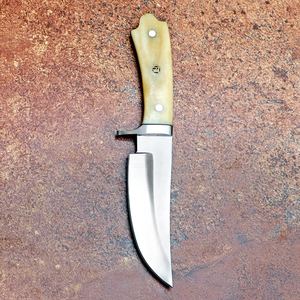 Drop Point Hunting Knife Stainless Steel Blade 0.6mm Thickness Ivory Handle Straight Edge Non Adjustable Blade - Product Image 3