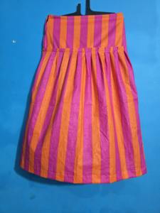 กระโปรงแม็กซี่สไตล์โบฮีเมียนหรูหรา ทำมือ ผ้าฝ้ายลายทางสีชมพูส้ม สำหรับฤดูร้อน มีซิปที่เอว เอวปกติสำหรับผู้หญิง - Product Image 4