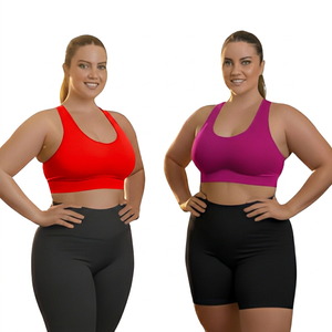 Women's Plus Size Breathable Sports <b>Bra</b> Gray Purple <b>Racerback</b> Front Logo Medium Support Gym Yoga Fitness Workout - Product Image 2