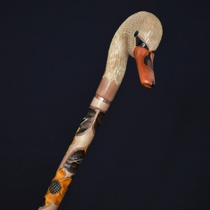 Luxury Hand Carved Wooden <b>Swan</b> <b>Head</b> Walking Stick Handmade Eco-Friendly Rustic Design Retirement Gift Outdoor Use - Product Image 1