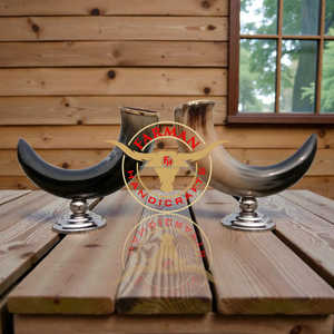 Cuerno de Buey Decorativo Hecho a Mano de Alta Calidad con Base Metálica, Diseño Moderno, 16-18 Pulgadas de Largo, Decoración de Mesa para Sala de Estar - Product Image 5