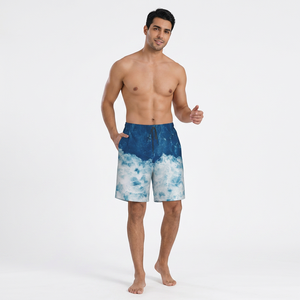 Shorts de bain imprimés pour hommes, séchage rapide, cordon de serrage, décontractés, avec poches, taille mi-haute, 100 % polyester - Product Image 4