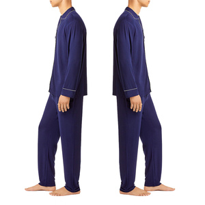Meilleure Vente 2026 Ensemble de Pyjama Homme Luxe Doux 100% Coton Vente en Gros T-shirts à Manches Longues et Shorts Respirants Couleur Personnalisée 220 - Product Image 2