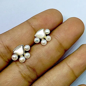 Elegantes Pendientes de Perlas de Agua Dulce con Forma de Corazón, Chapados en Oro, Minimalistas, para Mujer, Joyería de Moda - Product Image 1