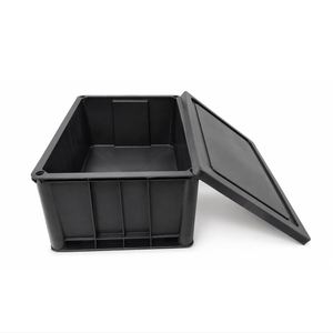 Black Rectangle PP <b>Plastic</b> Storage Box Stackable Industrial <b>Container</b> for Workshop and <b>Food</b> Packaging - Product Image 2