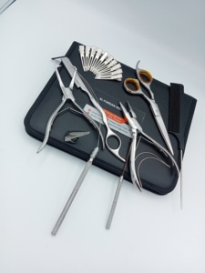 New Hair Extensions Tools Kit Silver Mirror Polish Stainless Steel Custom Logo Accepted Pliers Scissors Loop & <b>Hook</b> Metal <b>Clips</b> - Product Image 3