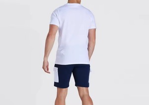 Men's Polyester/Cotton O-<b>Neck</b> Casual Sports T-Shirt Set Eco-Friendly Fleece Quick Dry <b>Light</b> Breathable Collar Fit Summer Set - Product Image 2