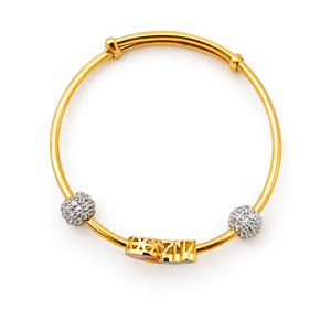 Brazalete de Oro Amarillo de 18K con Dijes de Corazón y Cuentas de Diamantes, Esmalte Colorido, Alto Brillo, Joyería de Regalo para Mujer - Product Image 4