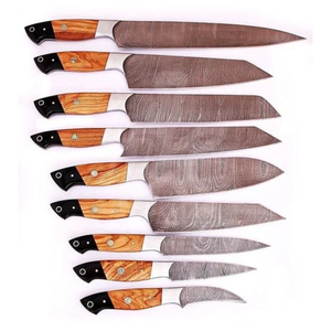 Ensemble de couteaux de chef professionnels en acier inoxydable, manches en bois, écologiques, très demandés - Product Image 3