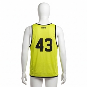 Chaleco de Entrenamiento Personalizado Reversible de Malla sin Mangas, Color Verde Lima Brillante y Negro, Sublimado, para Baloncesto - Product Image 3
