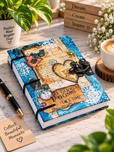 Diario de Cuero Hecho a Mano con Tapa Dura y Candado, 7x5 Pulgadas, Libre de Ácido, con Diseño Vintage de Corazones, Cuaderno de Escritura, Regalo - Product Image 2