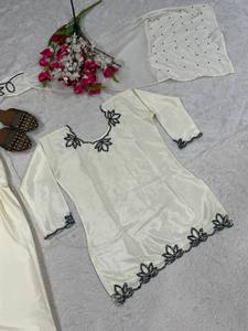 Nouvelle Collection Tendance : Ensemble Haut en Crêpe Naturel Lourd, Pantalon Palazzo et Dupatta – Style Moderne Prêt-à-porter pour Mariages, Fêtes et Diwali - Product Image 6