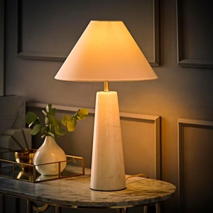 Modern Marble Accent Lamp Featuring Refined Geometric Form Soft Fabric Shade And Sophisticated Home Decor Styling Presence - Product Image 5