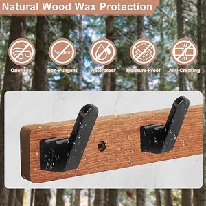 Perchero de pared con 5 ganchos, ganchos de madera maciza con clavijas de metal negro, organizador de entrada de estilo industrial - Product Image 6