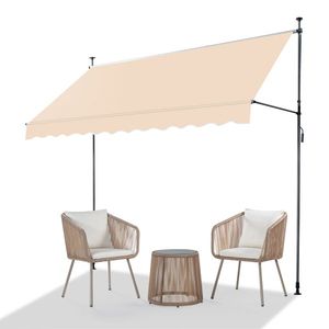 Tenda da Sole Retrattile Color Kaki 300 cm L x 120 cm P x 200 cm A fino a 300 cm A, Copertura Esterna Resistente - Product Image 1