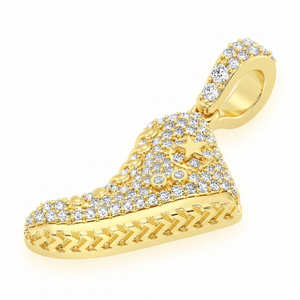 Trendy 925 <b>Solid</b> Silver <b>Gold</b> Plated Custom Iced Sneaker Inspired Statement Necklace with Moissanite <b>Pendants</b> Charms Jewelry Gift - Product Image 1